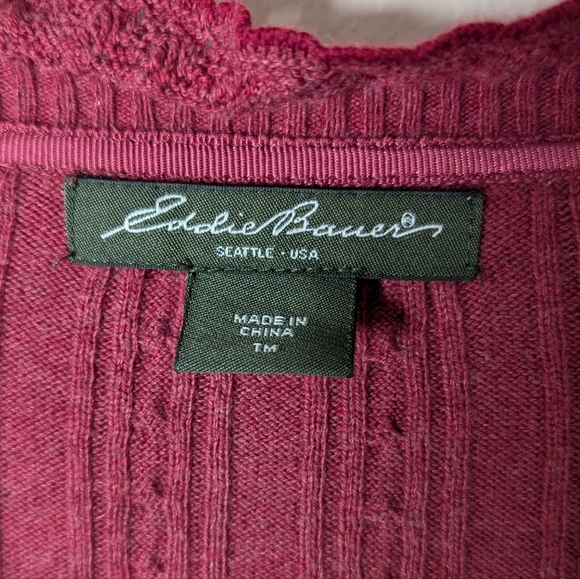 Eddie Bauer Burgundy Cardigan - Size: Medium (Tall) - Picture 4 of 6